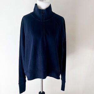 Sweaty Betty Navy Half Zip Funnel Neck Sweatshirt Womens Sz 14